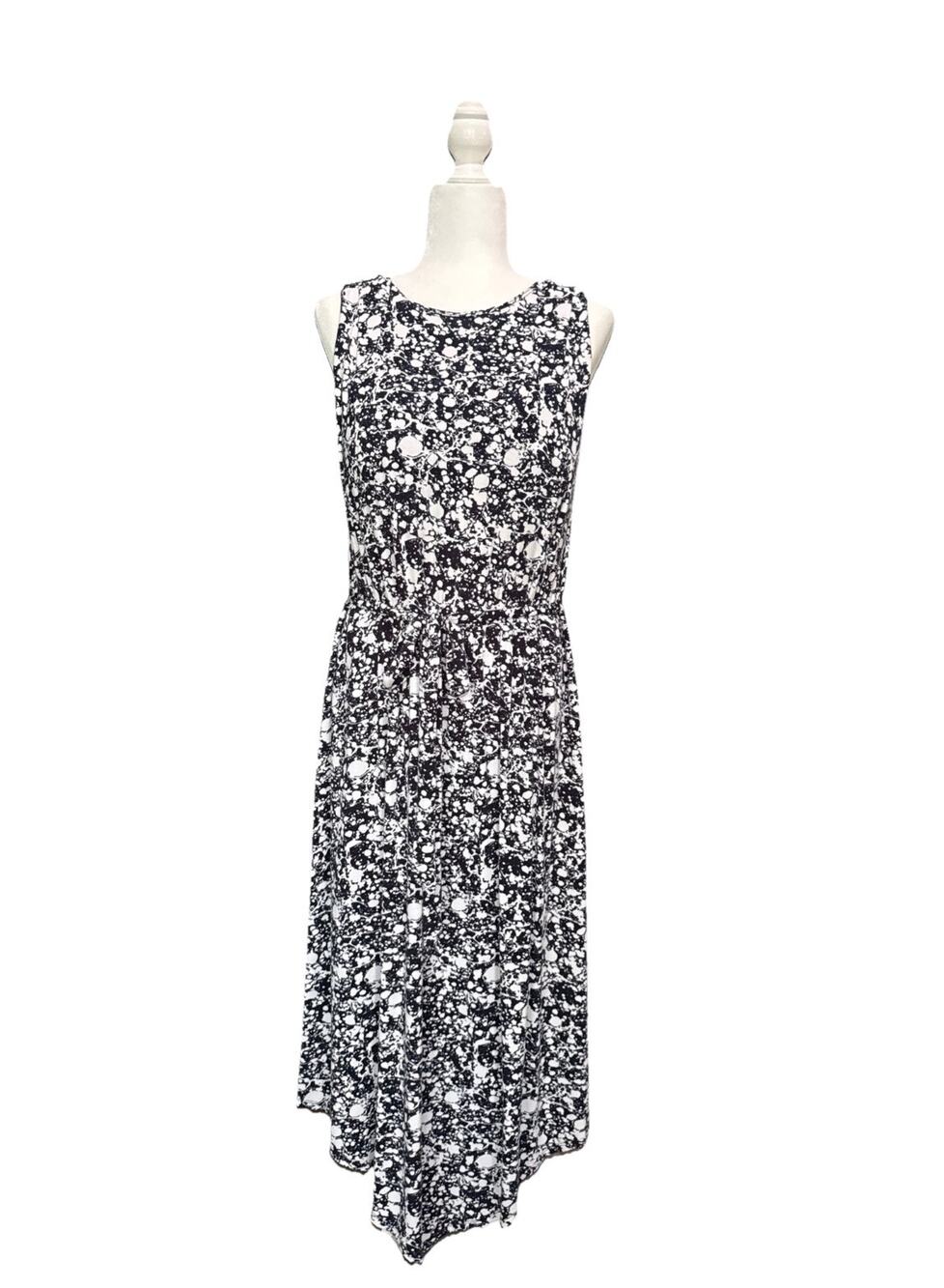 Soma Weekend Maxi Dress Womens XL Black White Asymmetrical Padded Bra